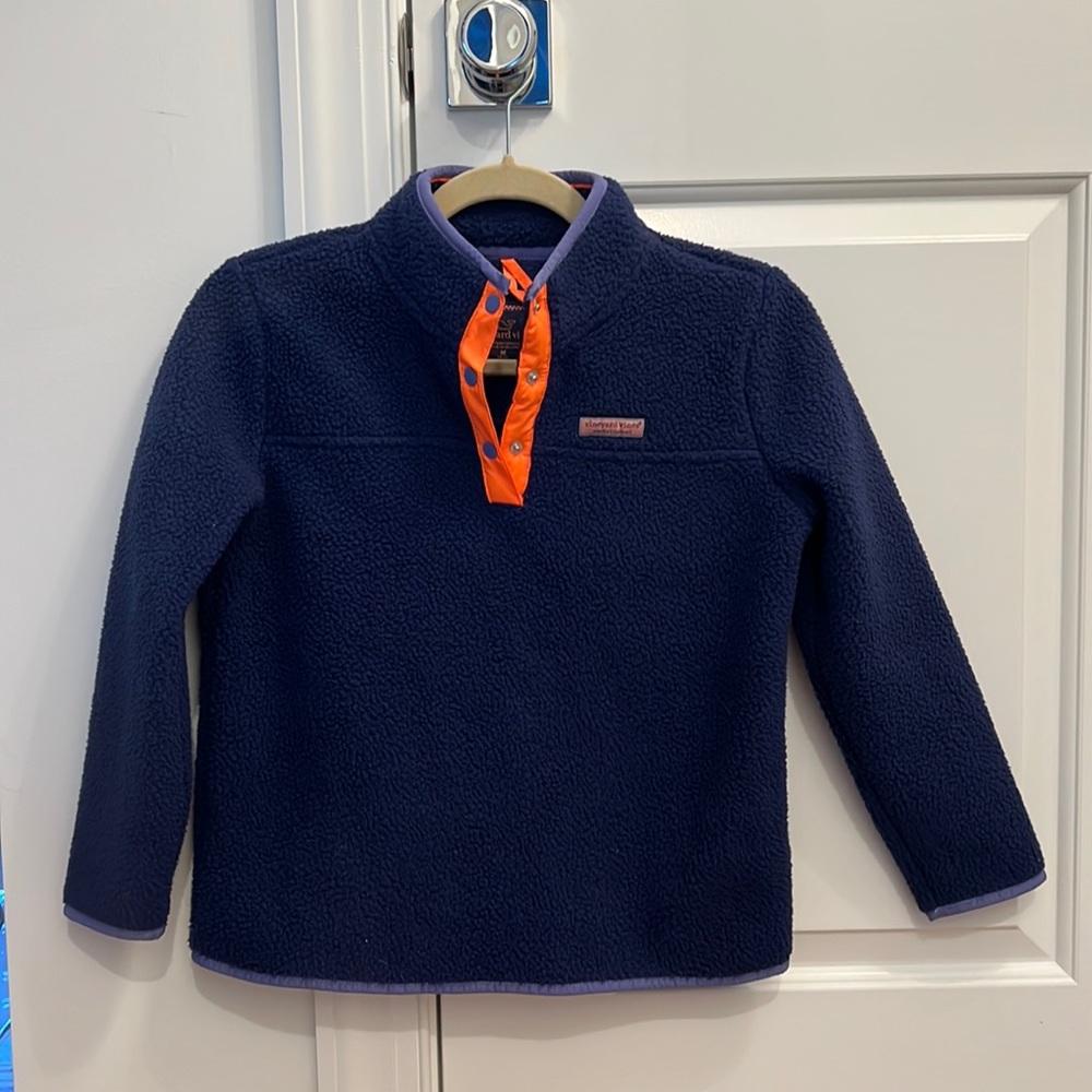 Vineyard Vines Girls' Snap Sherpa Pullover